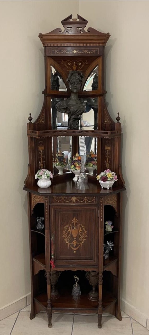Edwardian inlaid corner cabinet: R20,000