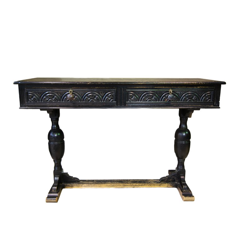 Vintage black lacquered carved wood console/server: R6,000