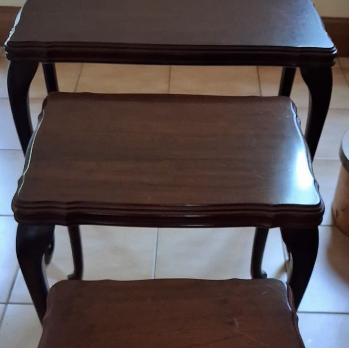 Set of 3 nesting tables in mahogany wood: R8,000 Set of 3 nesting tables in mahogany wood: R8,000