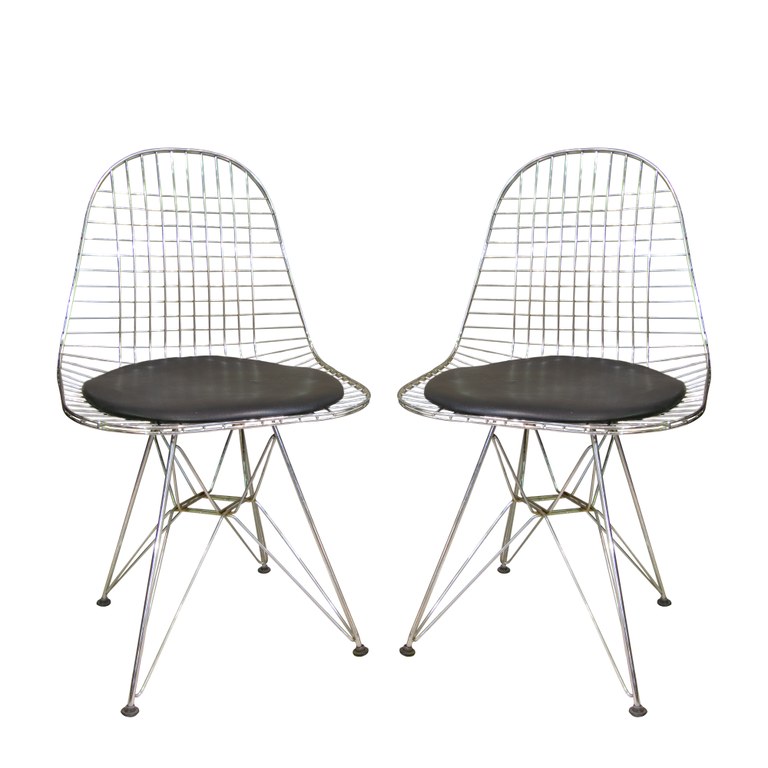 Pair of Vitra DKR wire chairs designed by Charles & Ray Eames, c1951: R4,000 each
