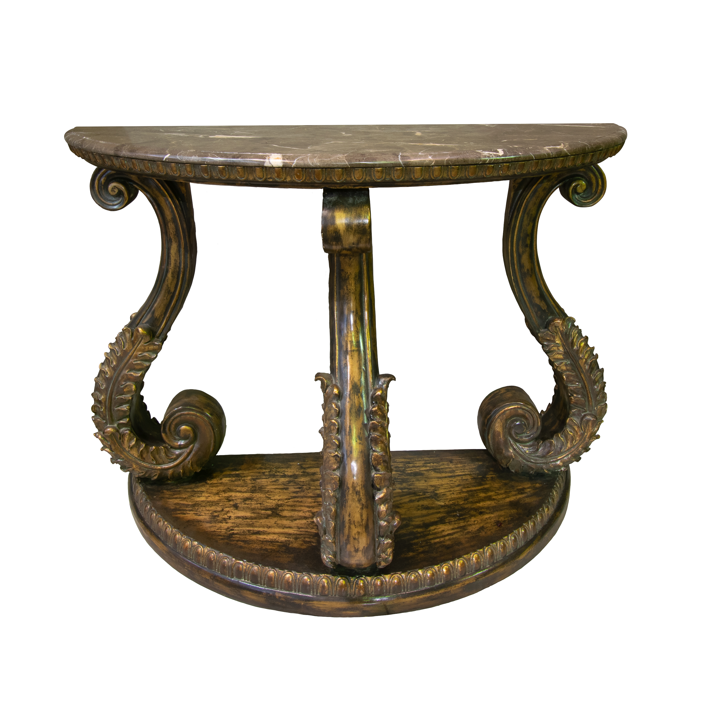 Carved & gilded wood and marble side table: R15,000