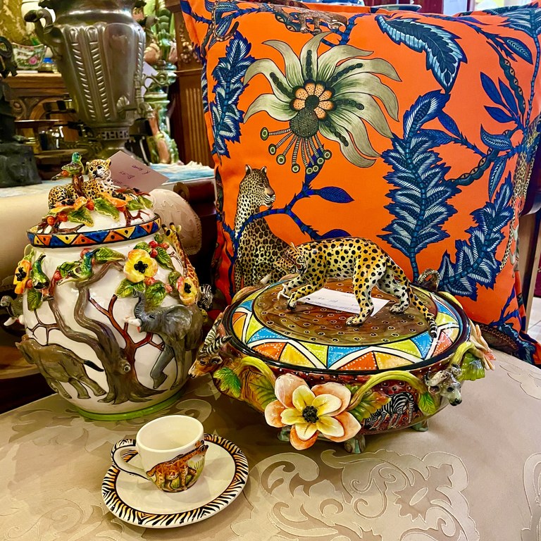 ARDMORE COLLECTION:  CUSHION (2 in stock): R2,500 each COOKIE JAR: R9,000 TUREEN: R9,500 ESPRESSO CUPS: R800 each