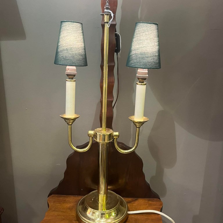 Vintage bouillotte style brass table lamp: R3,000
