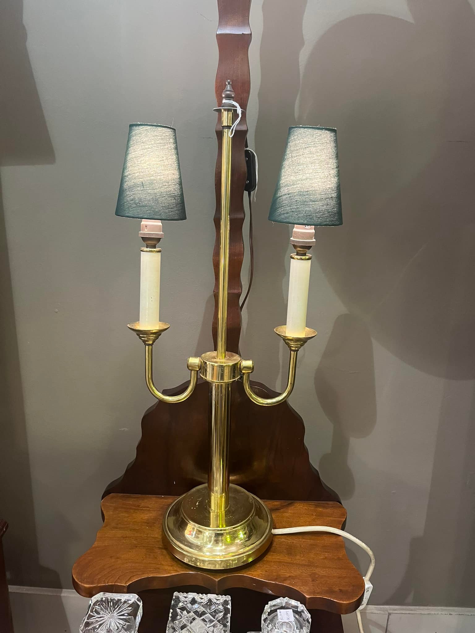 Vintage bouillotte style brass table lamp: R3,000