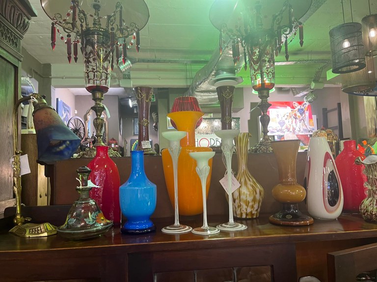 Designer glass vases and bottles