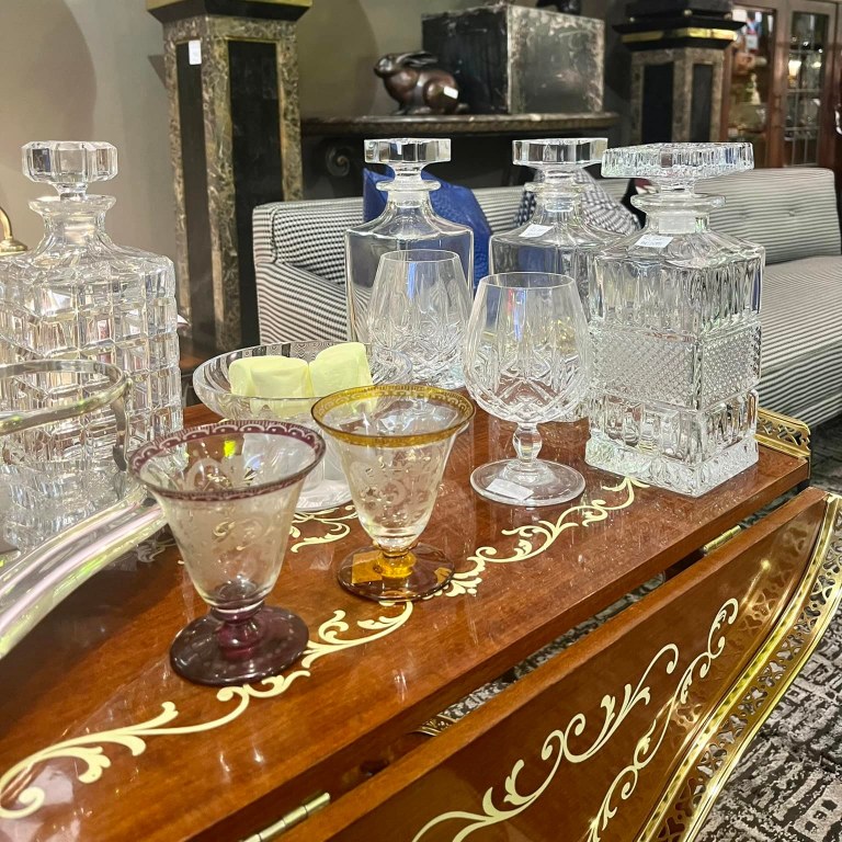 Crystal decanters and glasses