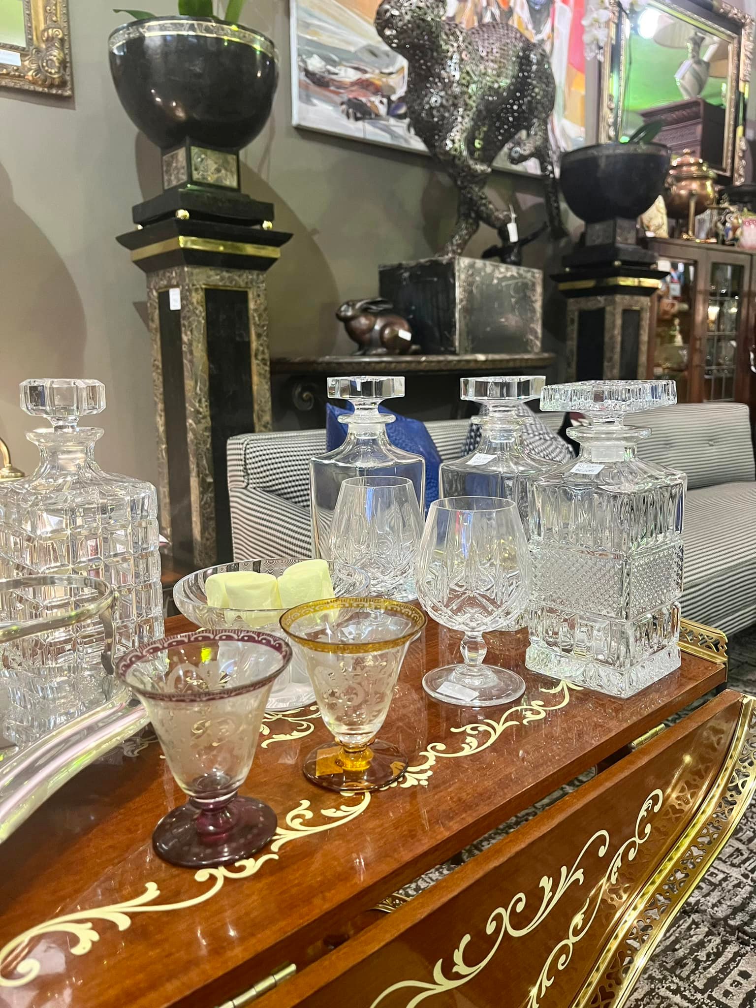 Crystal decanters and glasses