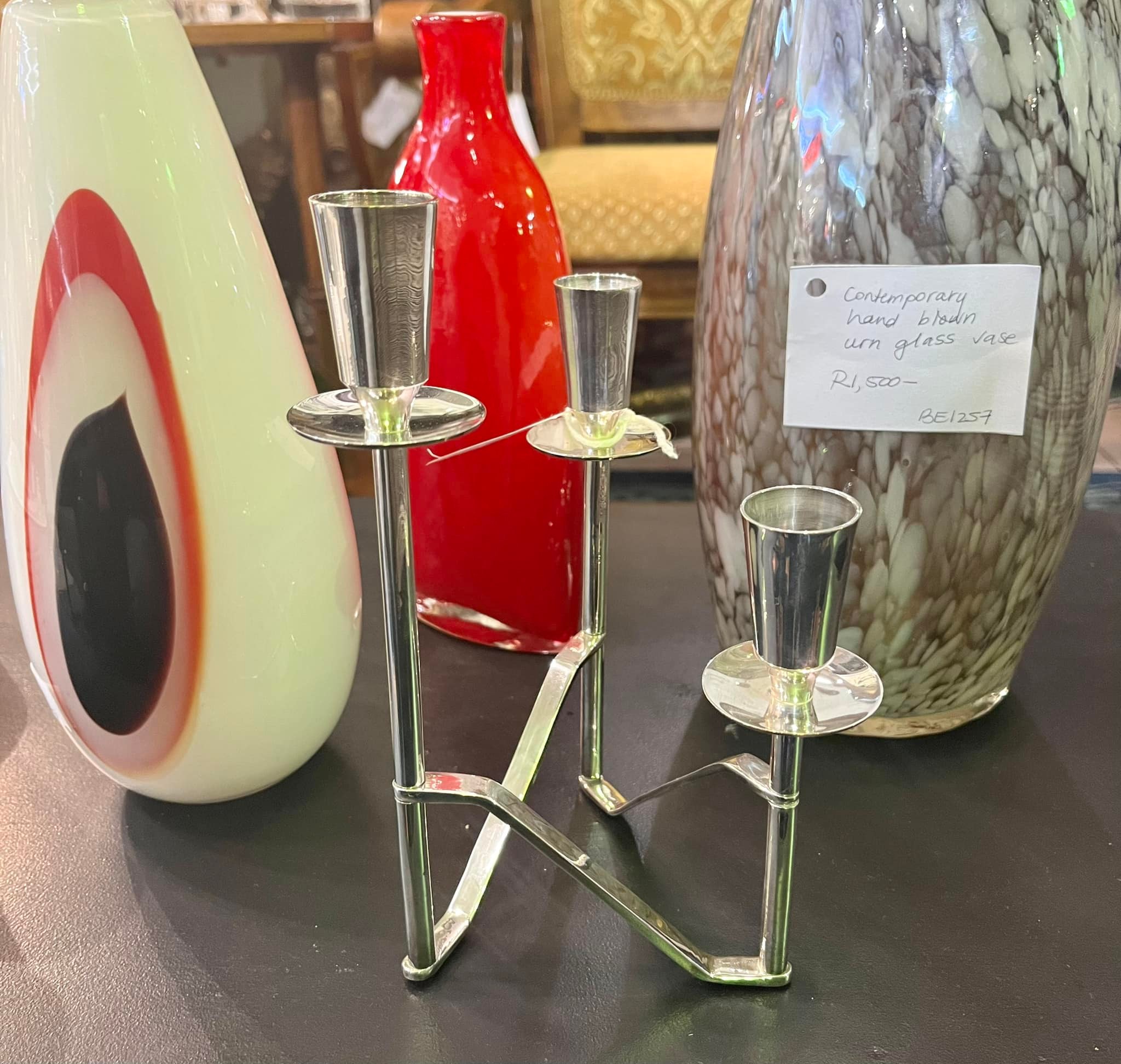 AP Berg Modernist 3-arm Modernist Candelabra: Denmark, Mid-Century: R2,000