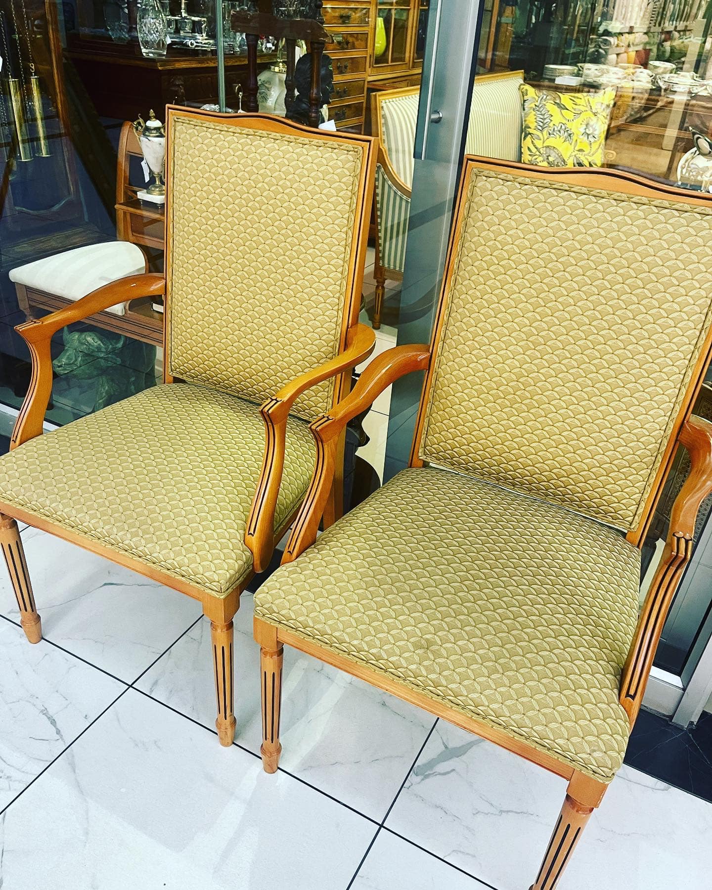 Pair of vintage Gordon Fraser yew wood armchairs: R7,500 each