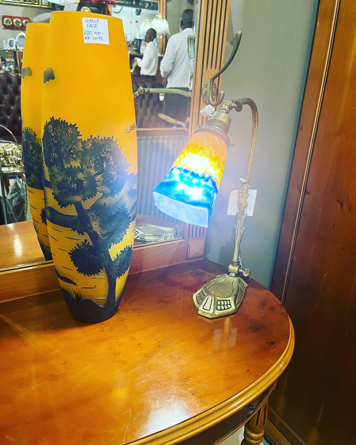 Gallé vase: R30,000 and Muller Freres Art Deco lamp: R20,000