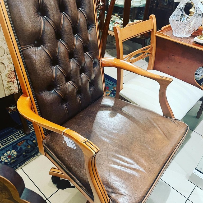 Vintage Gordon Fraser study desk and leather swivel chair: R40,000
