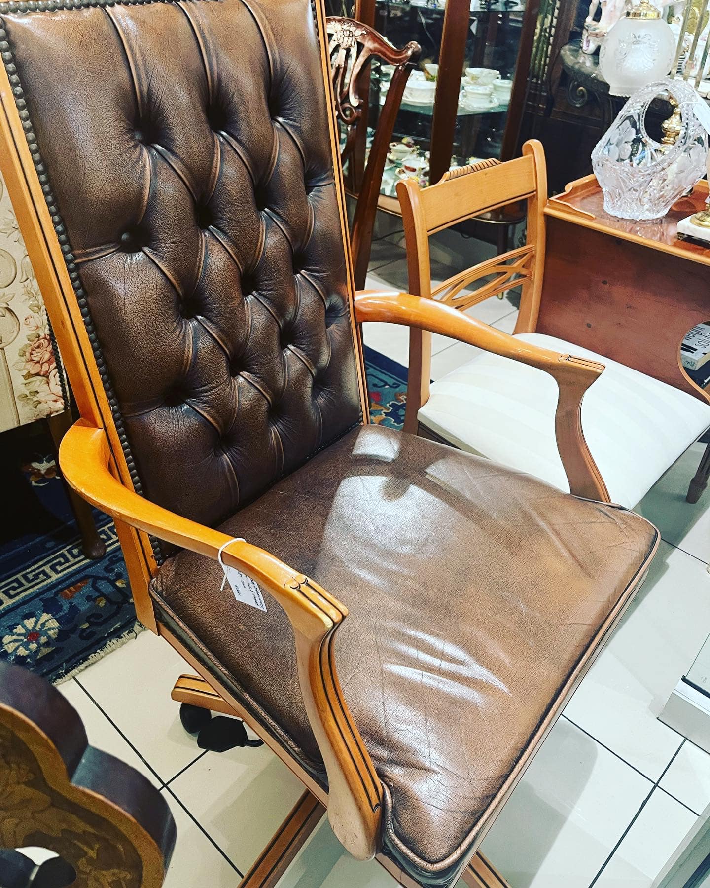 Vintage Gordon Fraser study desk and leather swivel chair: R40,000