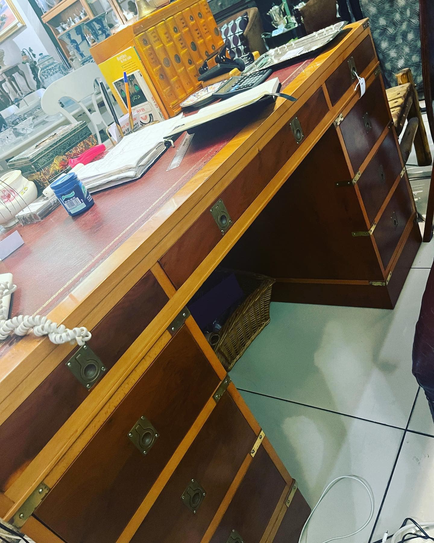 Vintage Gordon Fraser study desk and leather swivel chair: R40,000