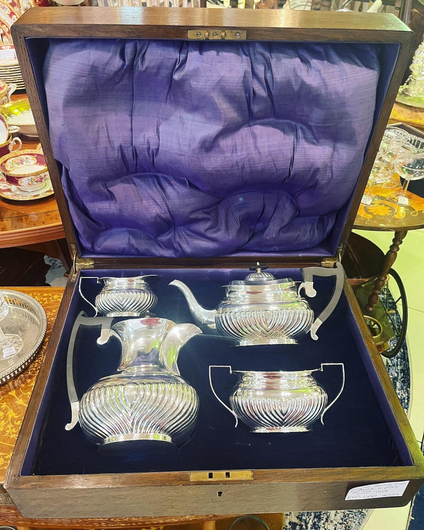 Sterling silver Sheffield 4-piece tea & coffee set by Edward Voggel, c1919