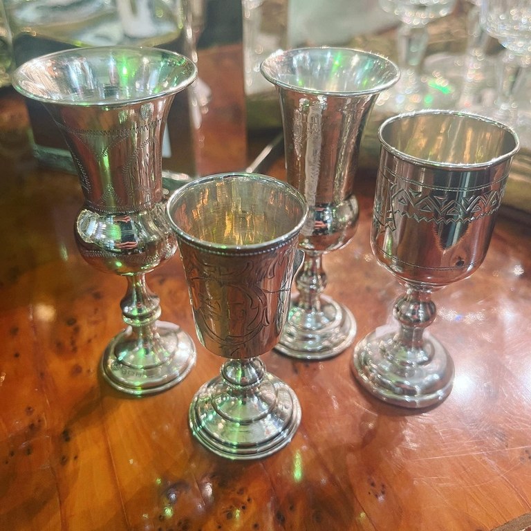 Hallmarked silver kiddish cups