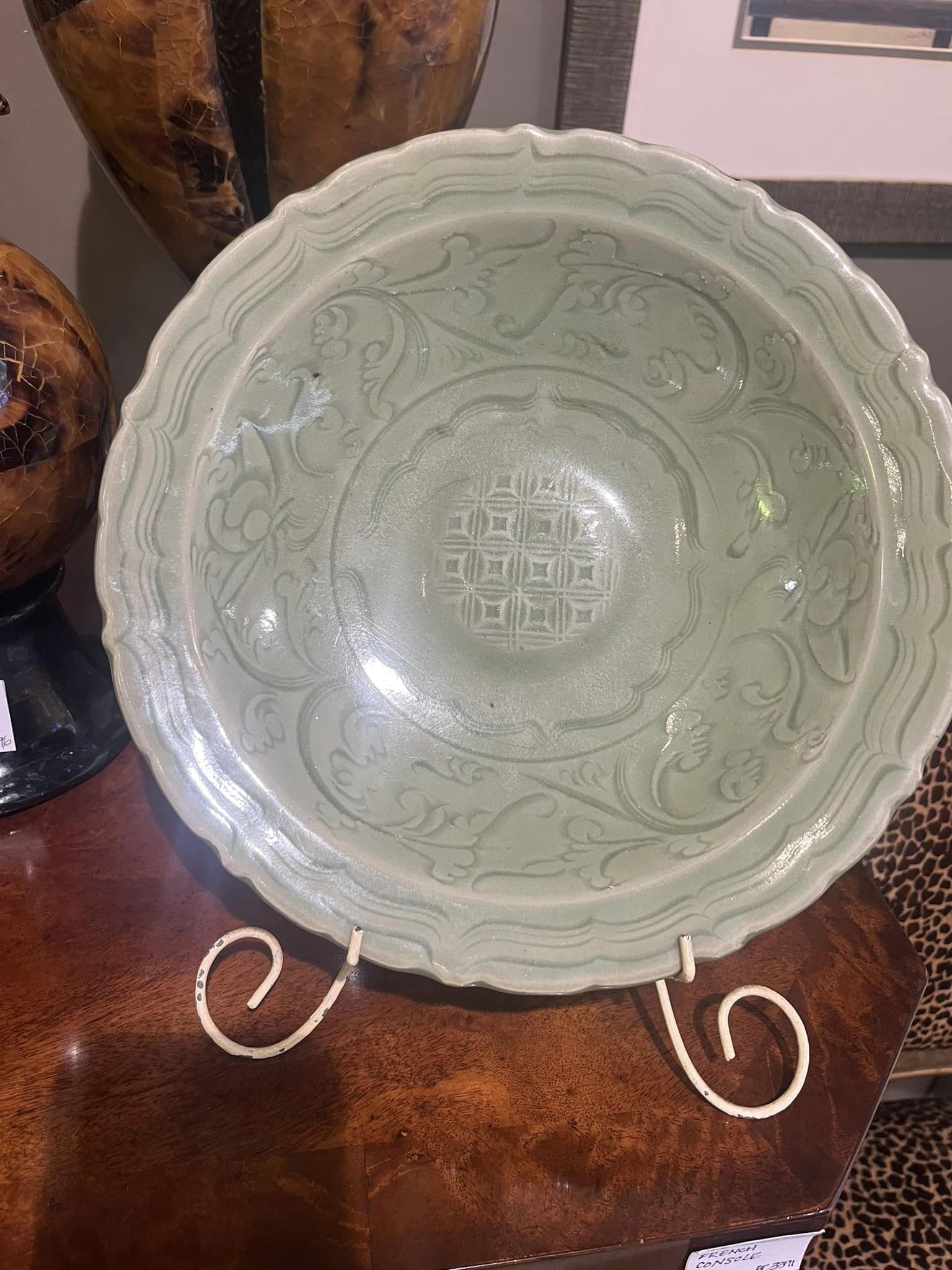 Rare Longquan Celadon plate from Zhejiang province, China, circa 1420AD