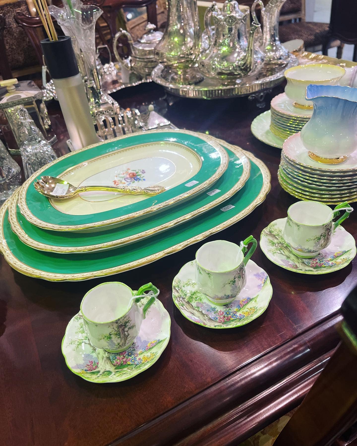 Aynsley platters and Royal Albert espresso duos