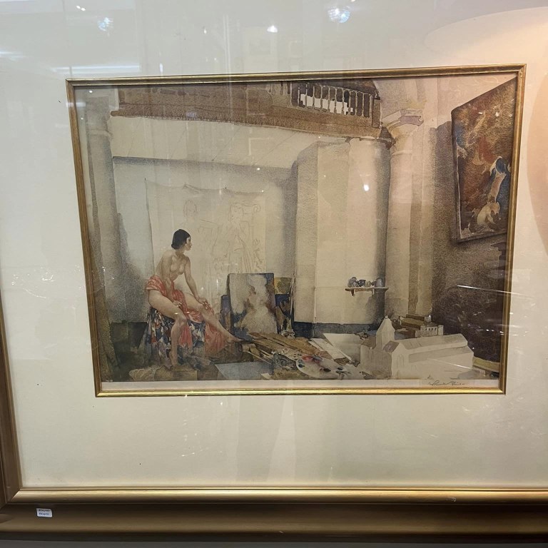SIR WILLIAM RUSSELL FLINT SIGNED LITHOGRAPH (SCOTLAND, 1880 - 1969), MODEL FOR VANITY