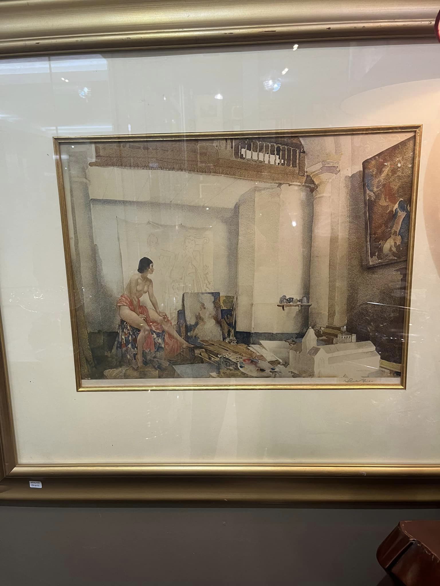 SIR WILLIAM RUSSELL FLINT SIGNED LITHOGRAPH (SCOTLAND, 1880 - 1969), MODEL FOR VANITY