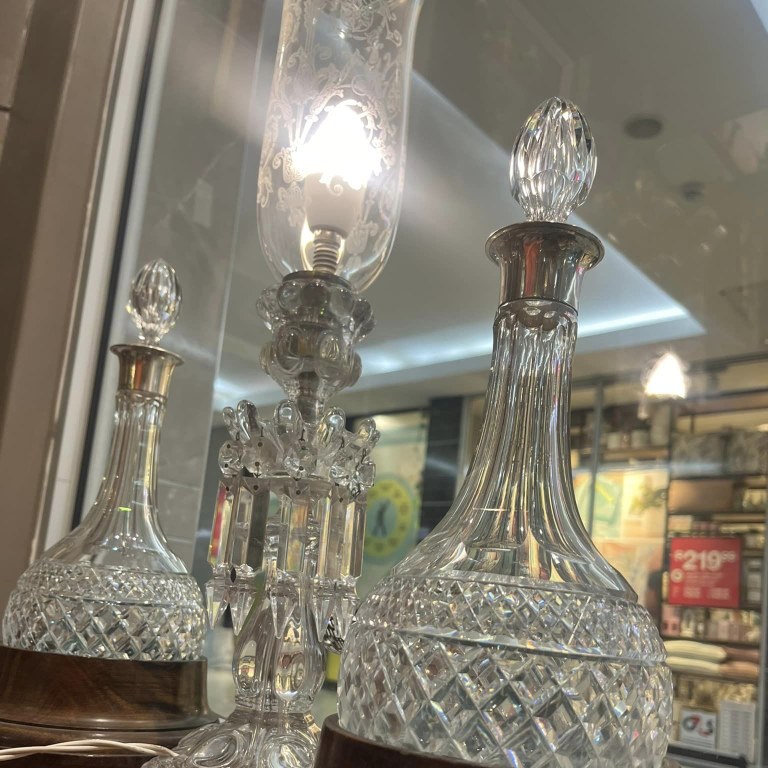 Pair of Baccarat Babous swirl hurrican electric lamps