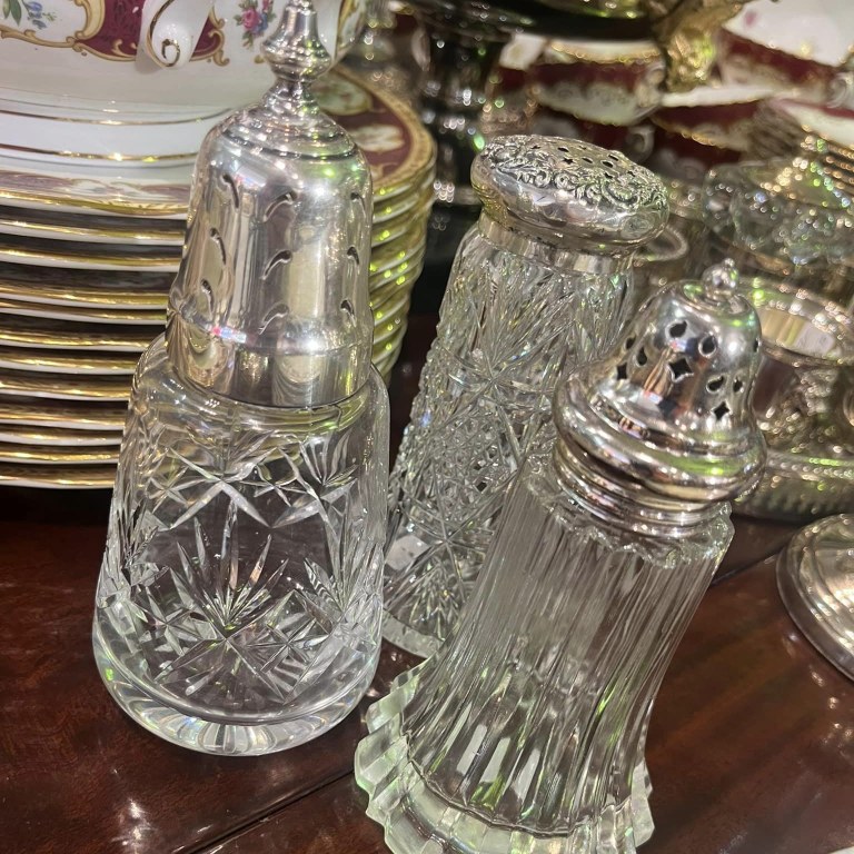 Silver & crystal sugar shakers