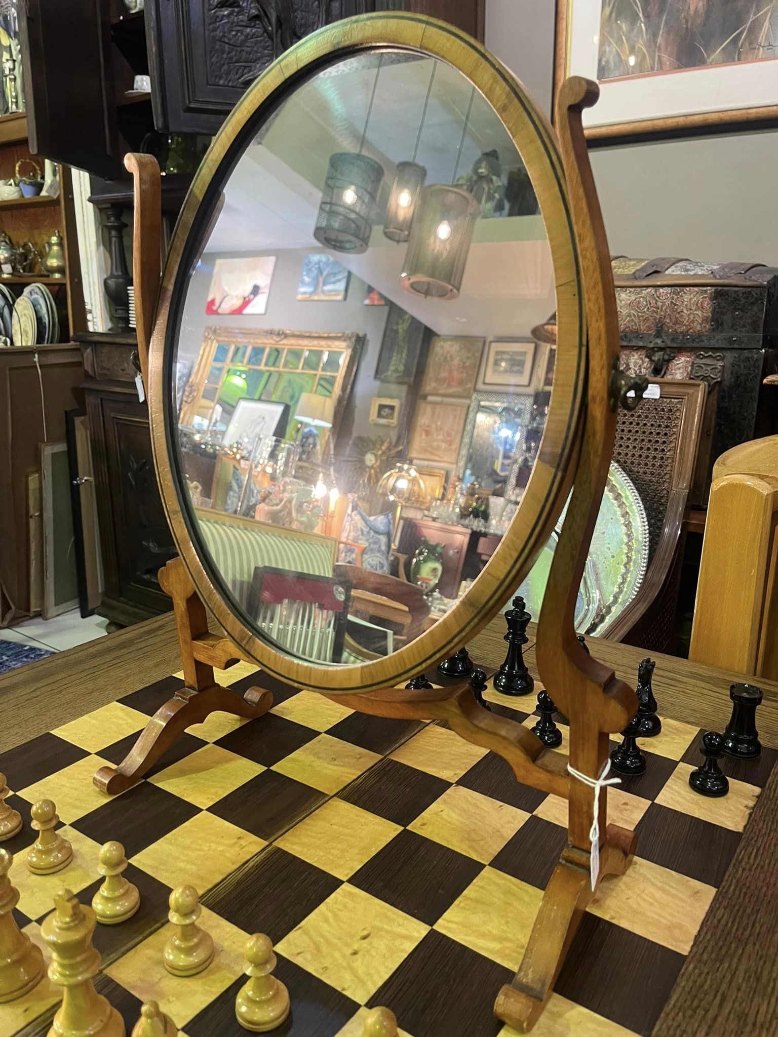 Edwardian oval swing mirror