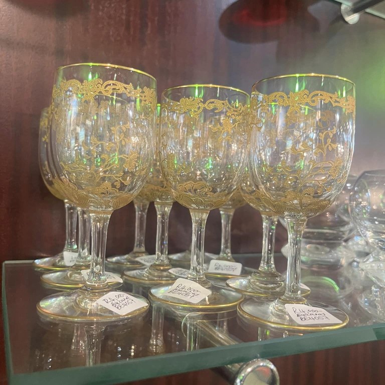 Set of 10 rare Baccarat Louis XV Rococo style liqueur glasses, c1890s