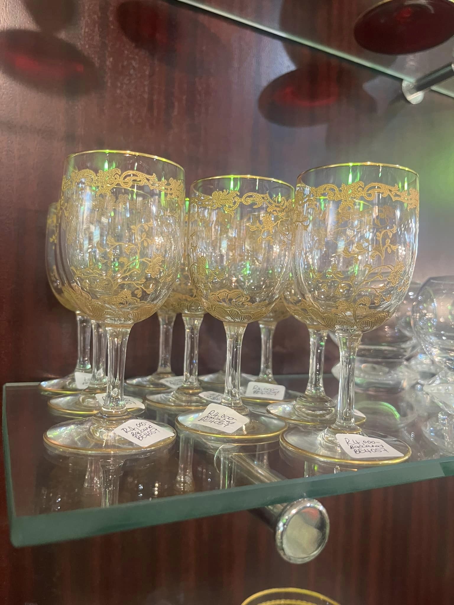 Set of 10 rare Baccarat Louis XV Rococo style liqueur glasses, c1890s