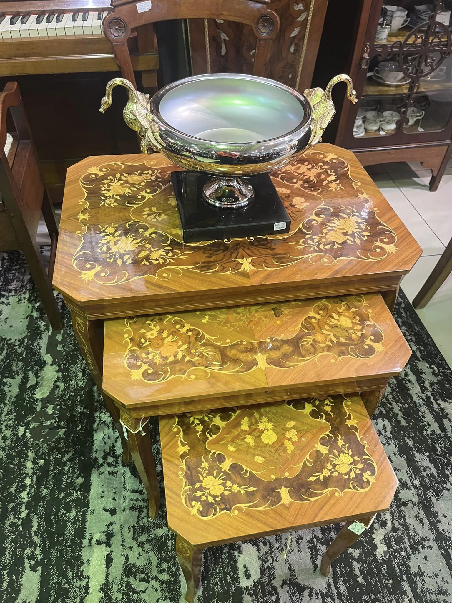 Italian inlaid music nesting tables