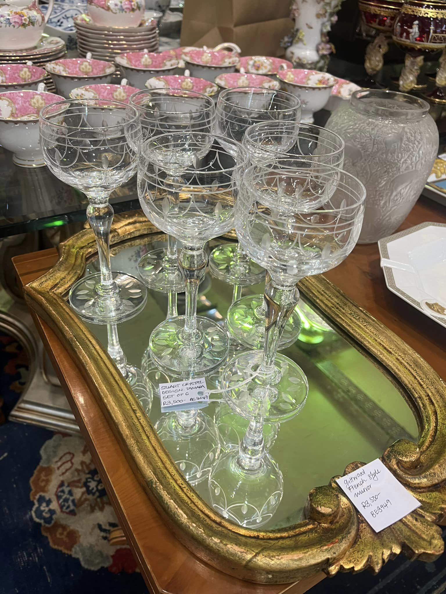 Set of 6 Stuart Tamara Hock wine glasses