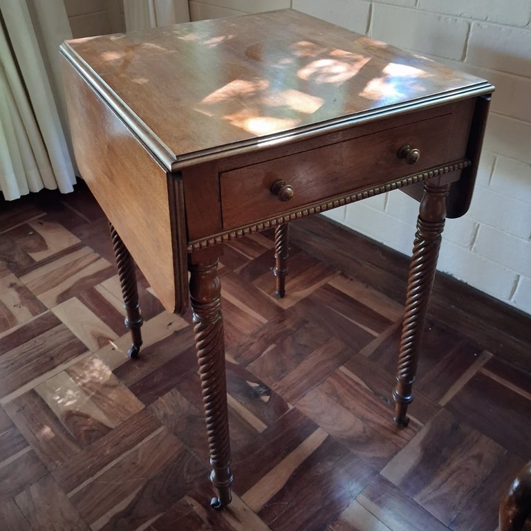 Side table with drop leaf sides & barley twist legs Side table with drop leaf sides & barley twist legs