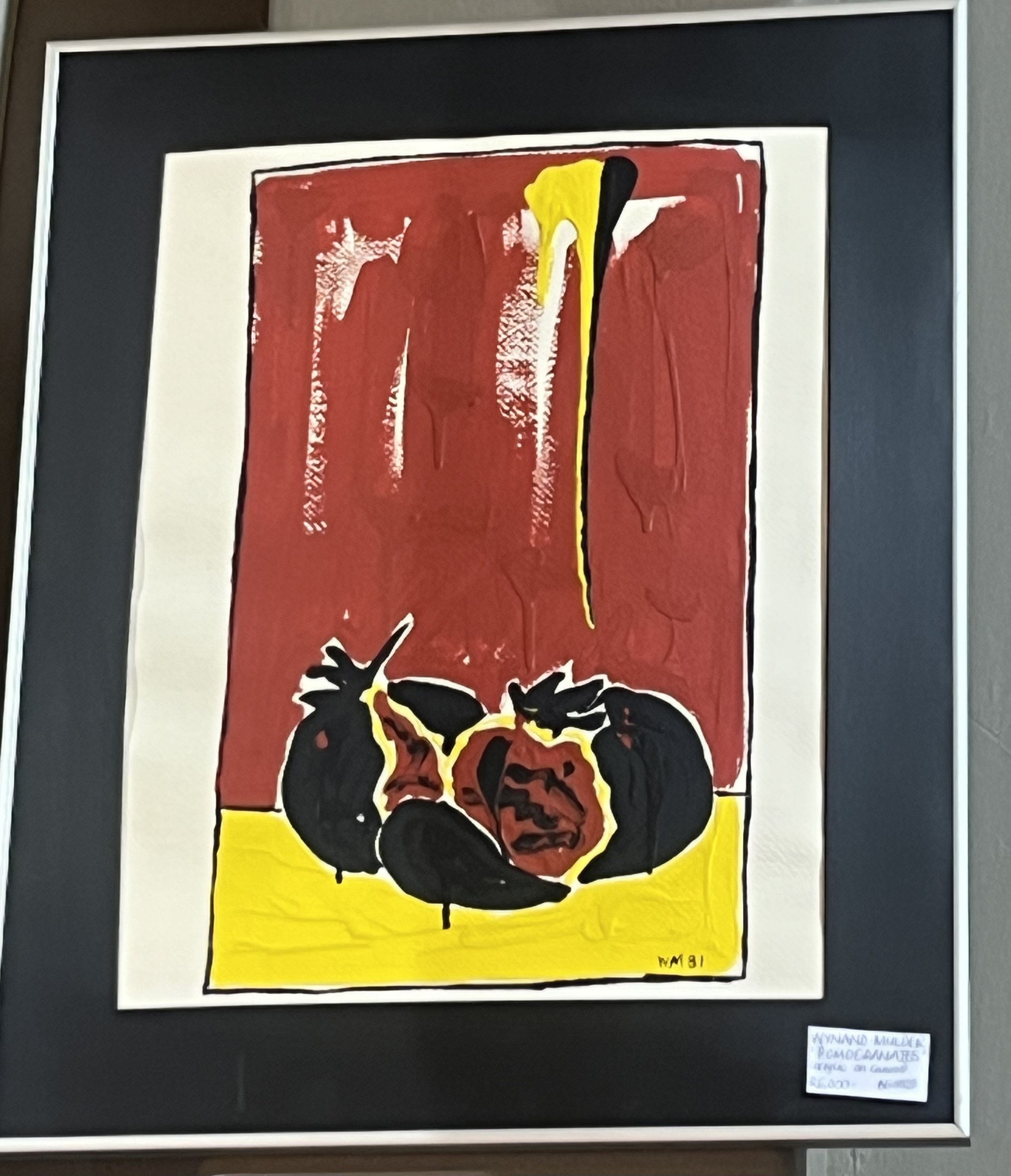 Wynand Mulder Pomegrantes, c1980s, acrylic on canvas