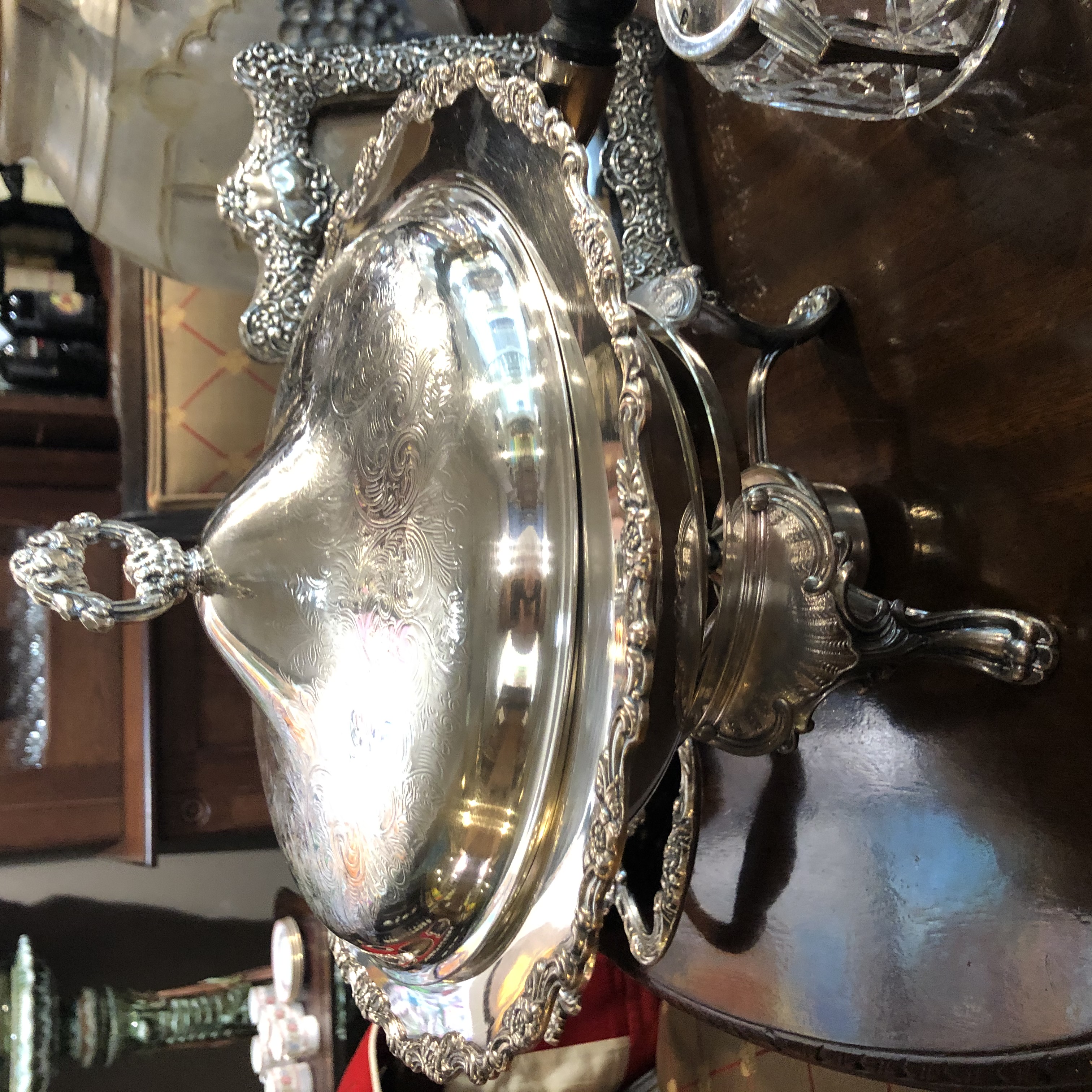 EARLY 20TH CENTURY SILVER FONDUE POT WITH ORIGINAL BURNER