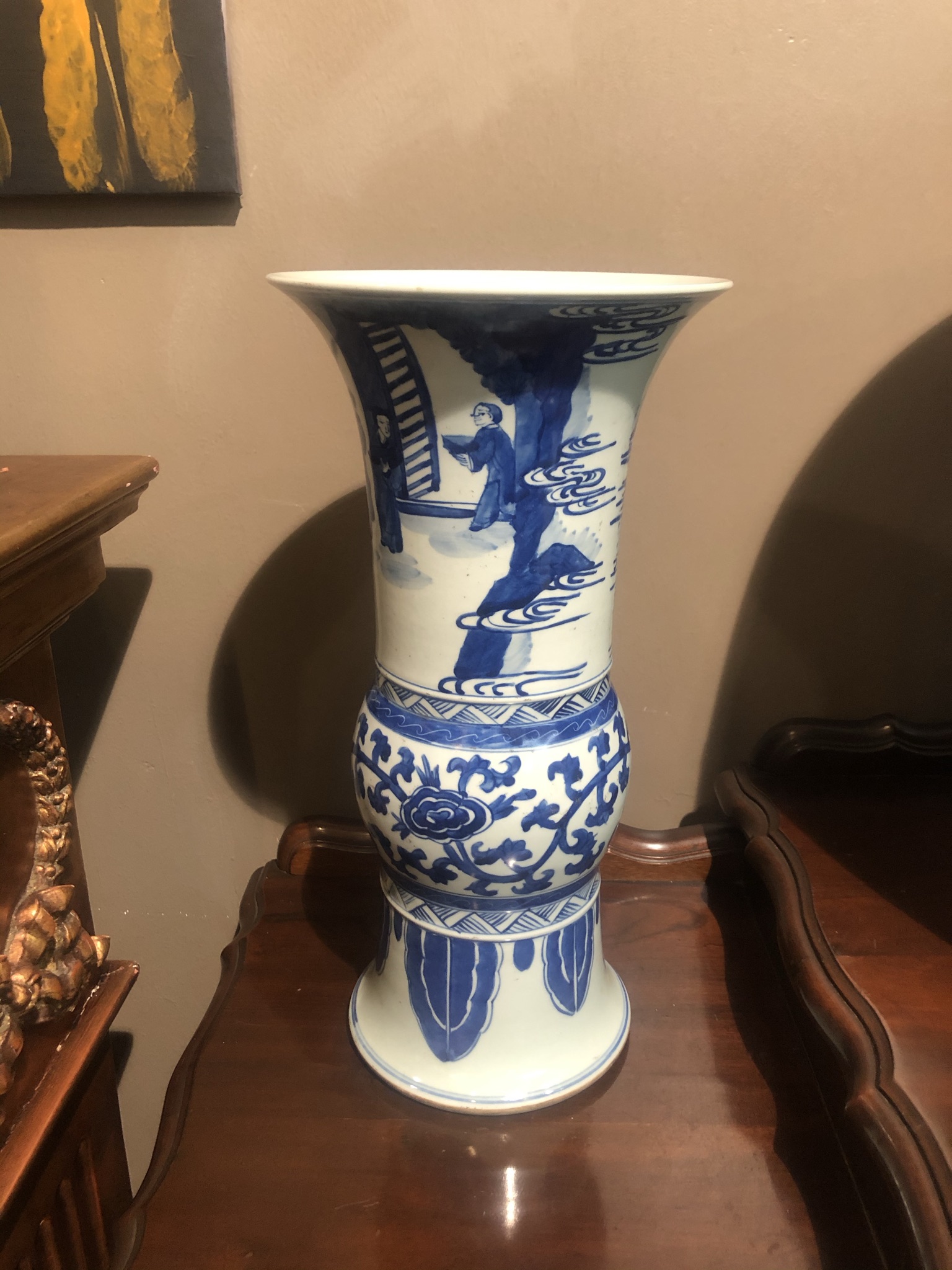 A pair of blue and white hand painted Mid-century Chinese porcelain vases, Price: R4,000 each