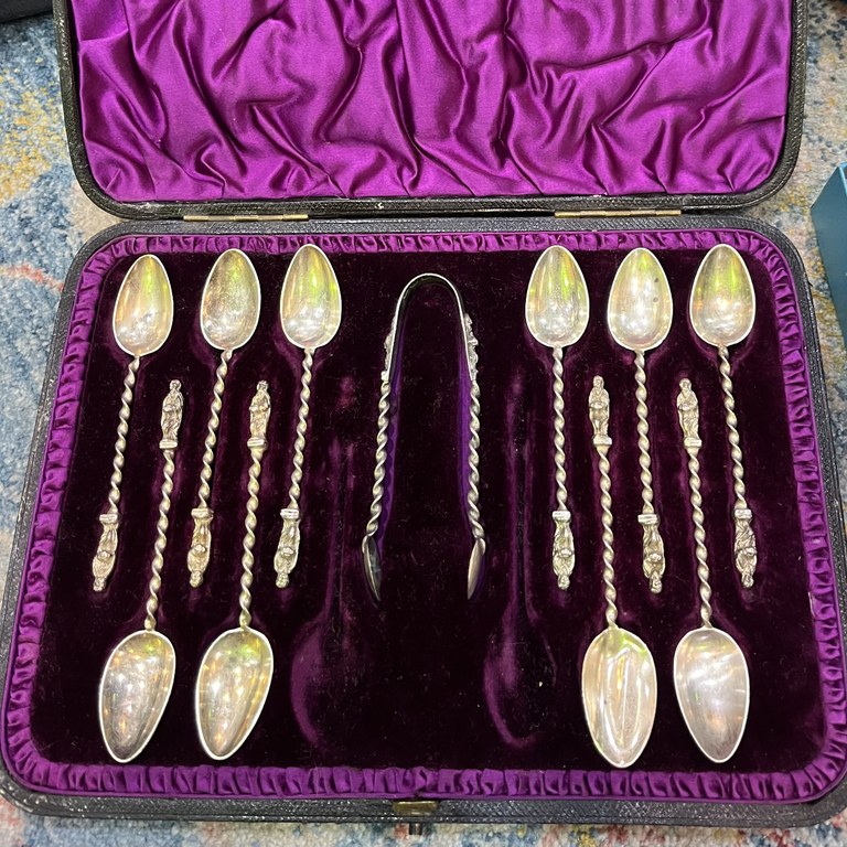 Hallmarked silver Apostle teaspoon set: R3,500 Hallmarked silver Apostle teaspoon set: R3,500