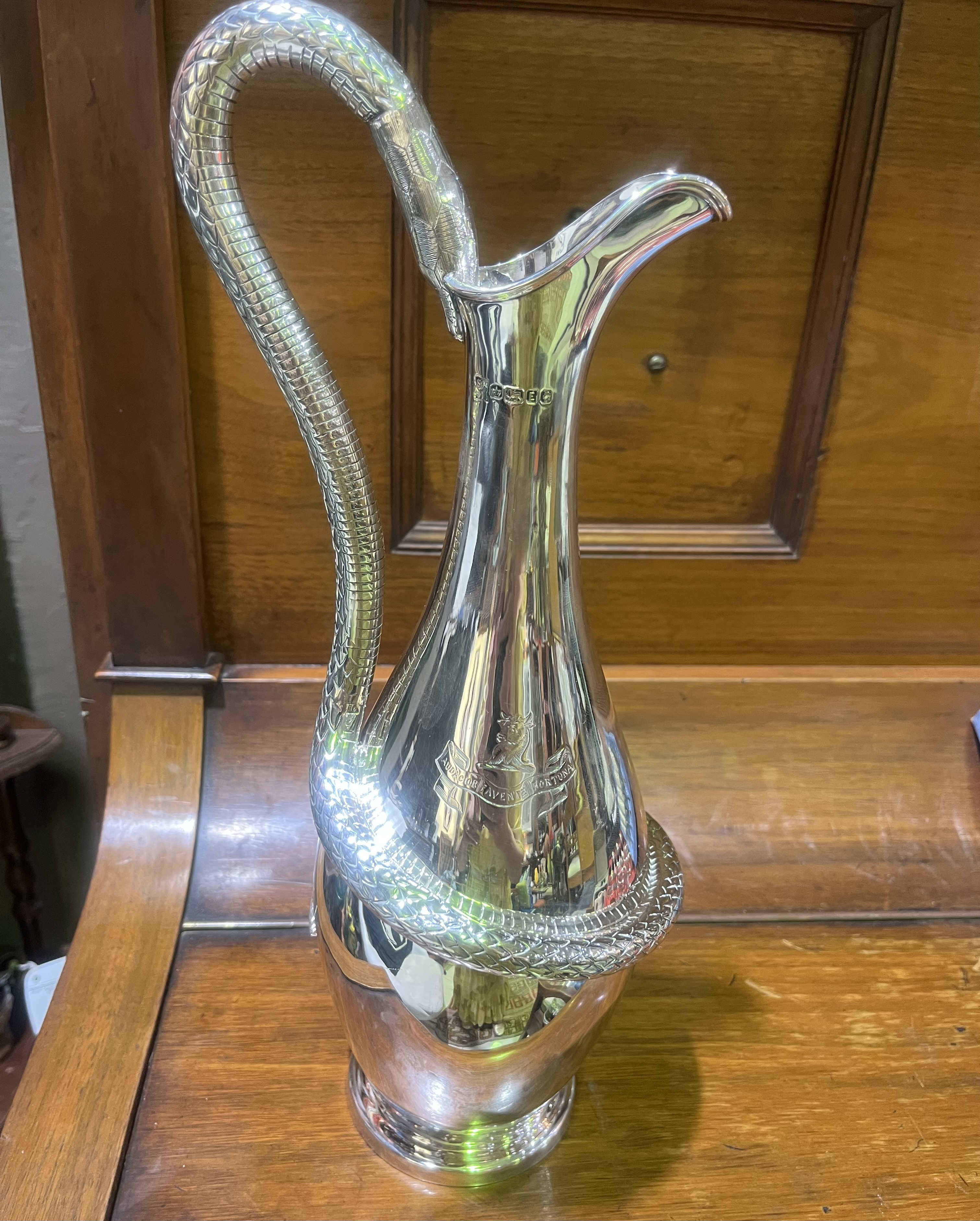 Hallmarked silver claret jug by Roberts & Belk, Sheffield, England, c1982