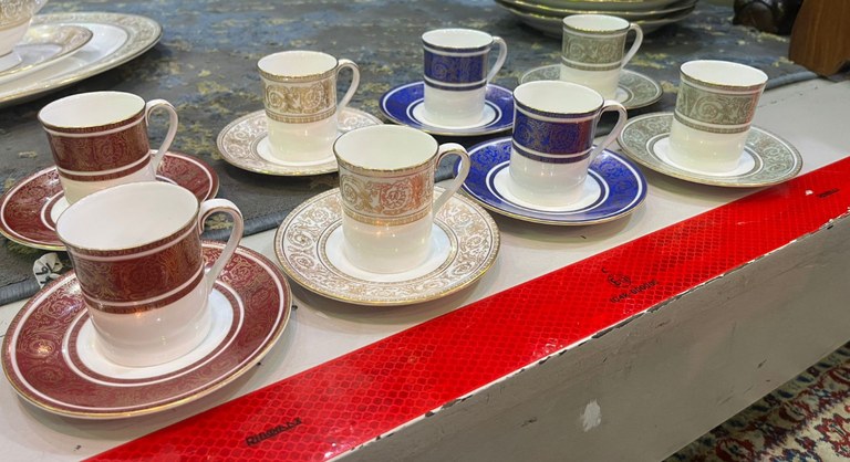 Royal Doulton Buckingham demitasse coffee duos: R4,000 Royal Doulton Buckingham demitasse coffee duos: R4,000