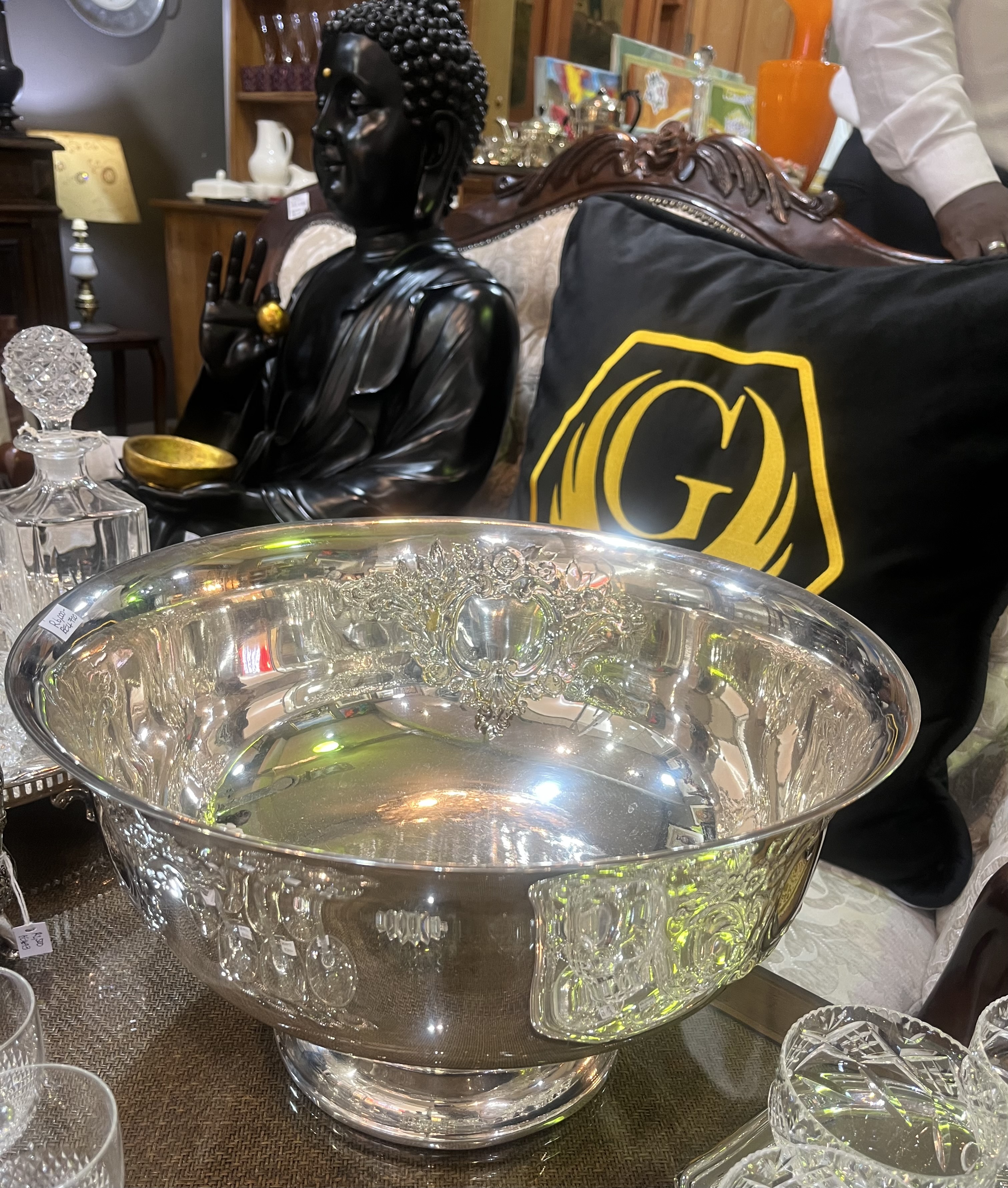 Vintage silverplated punch bowl