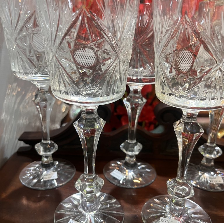 The "Prezent" Soviet Lead Crystal Wine Goblets (c. 1970): R1,500 to R1,850 per glass (2 sets of 6)