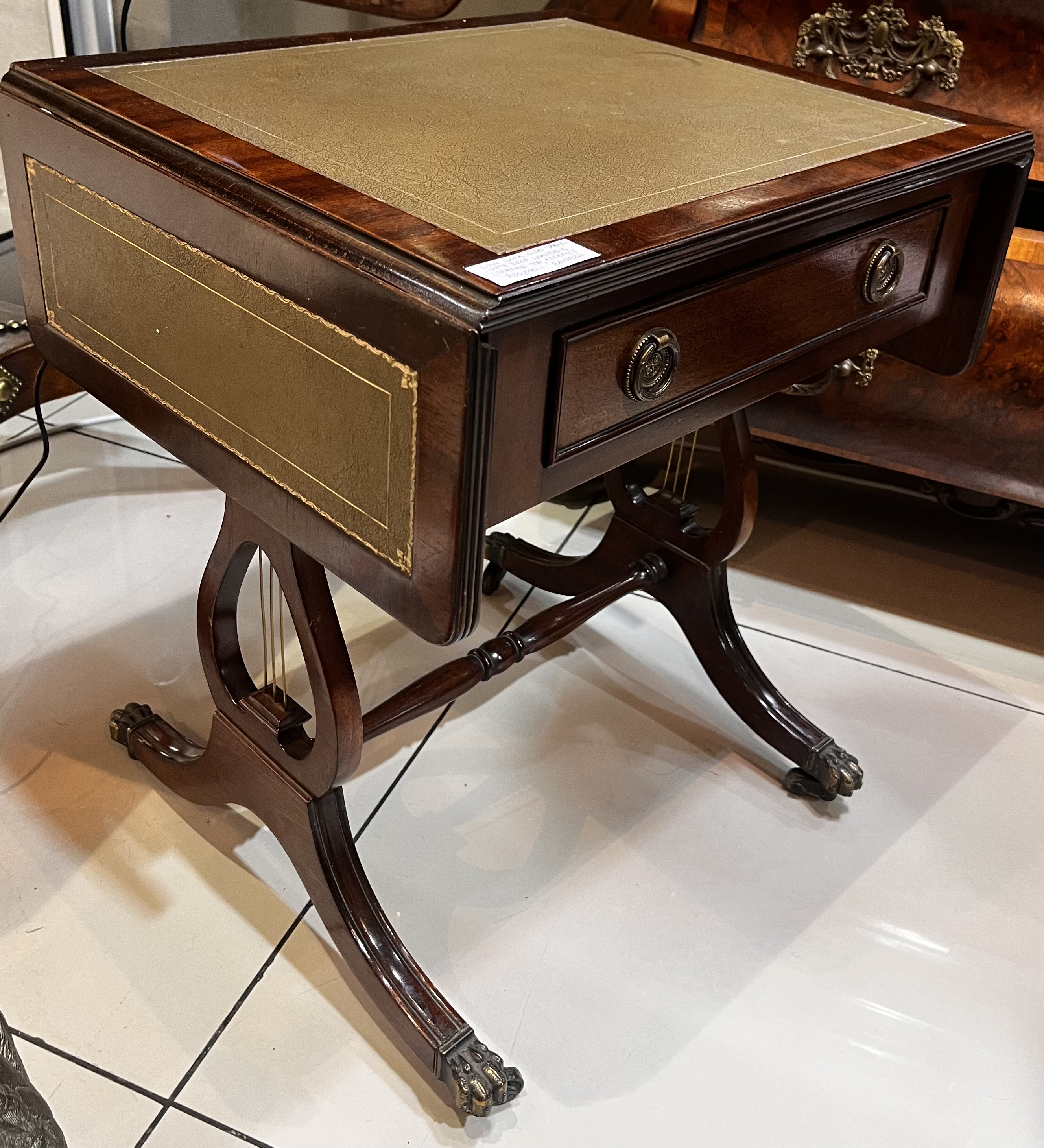 Drop-Leaf Versatility and Classical Lyre Sofa Table: R30,000