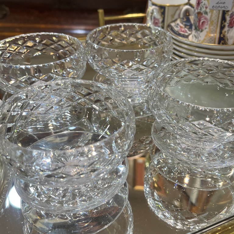 Set of 4 Webb Corbett crystal pudding bowls