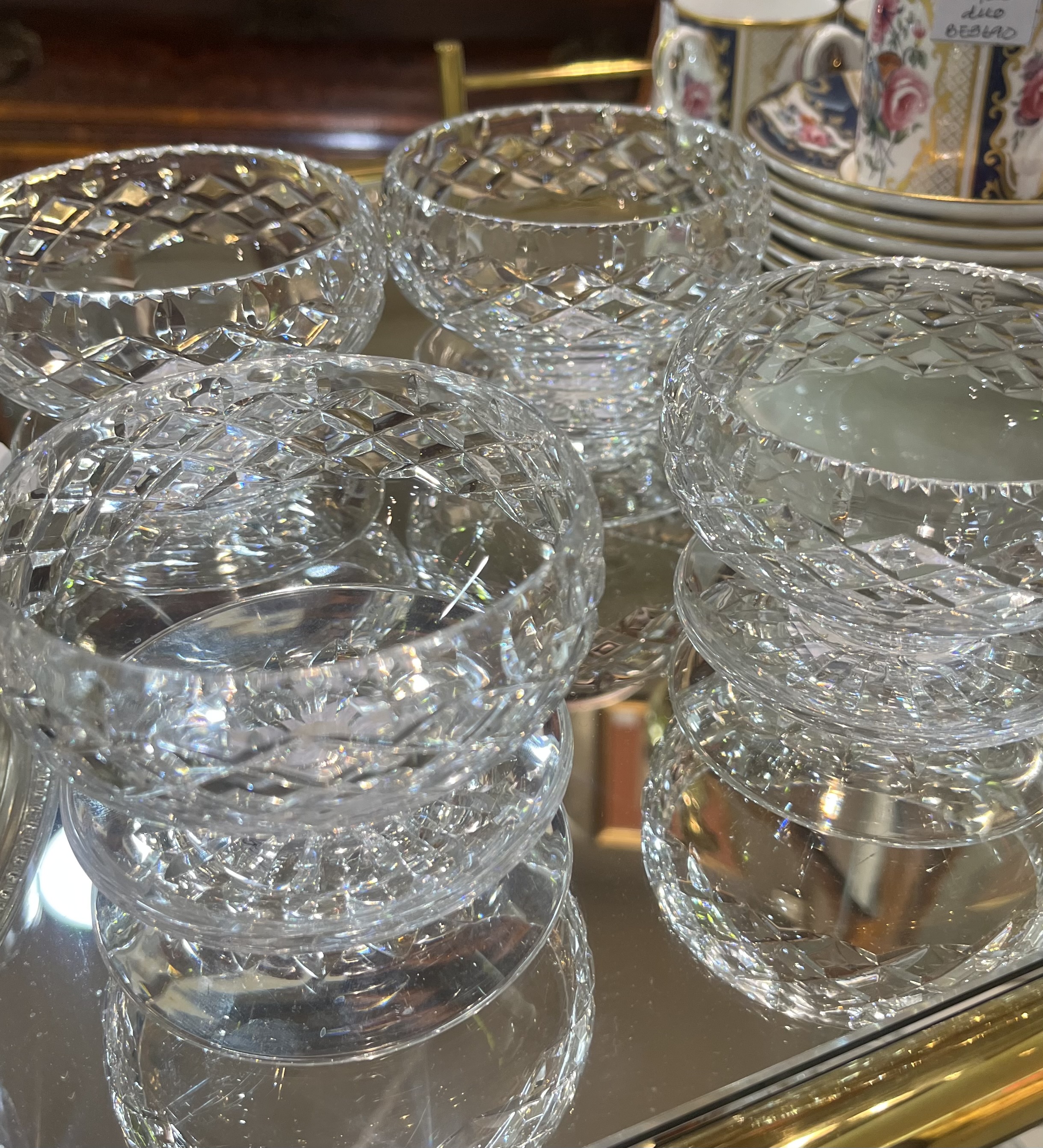 Set of 4 Webb Corbett crystal pudding bowls