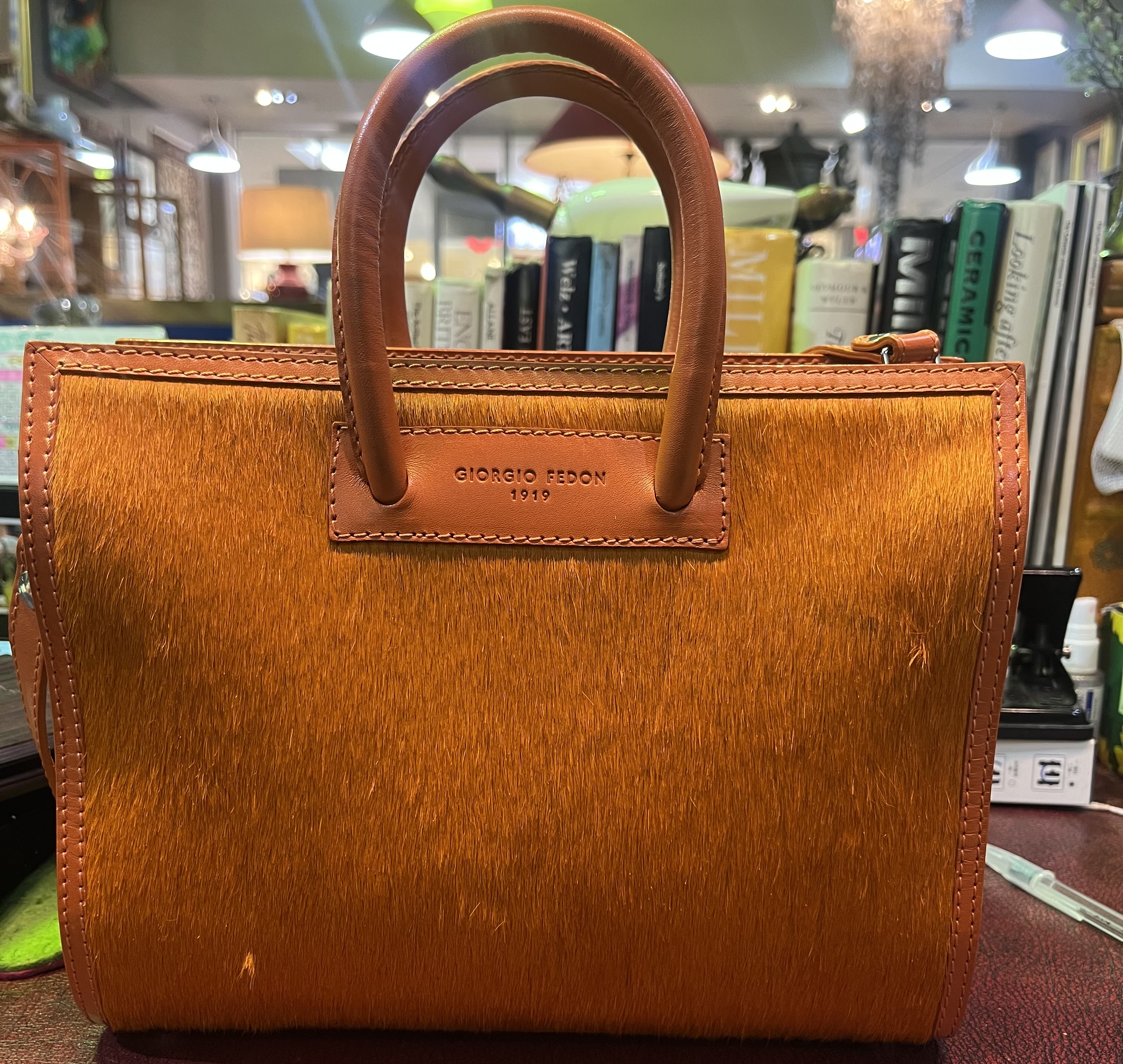 Giorgio Fedon 1919 orange leather tote