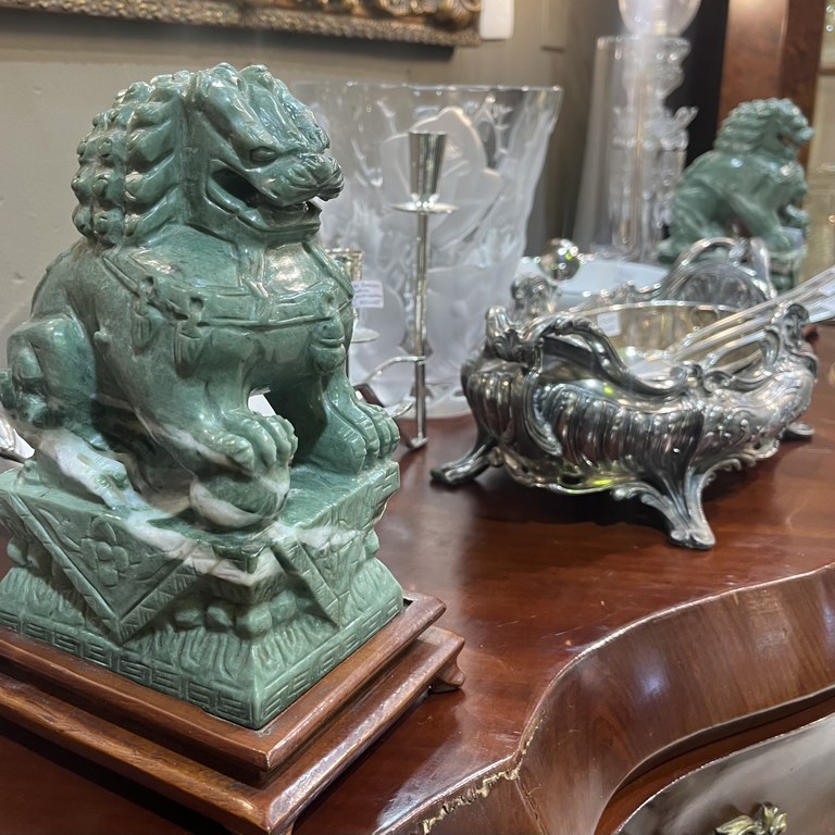 Pair of Jade Fu dogs