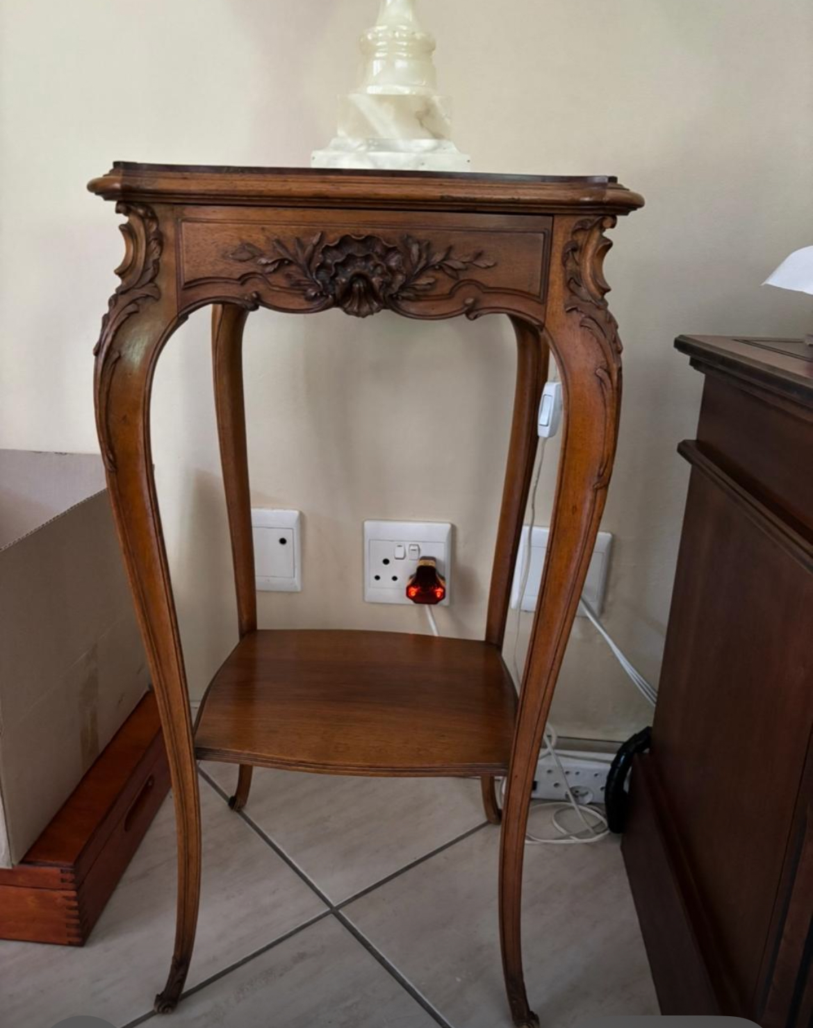 Victorian 2-tier side table with marble top: R8,000