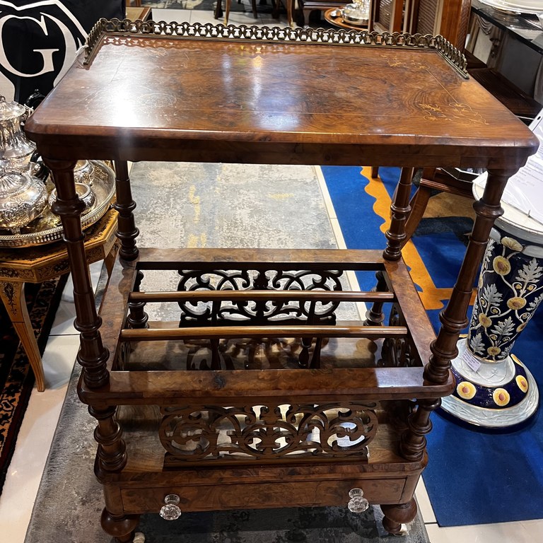 Victorian burr walnut canterburry: R15,000