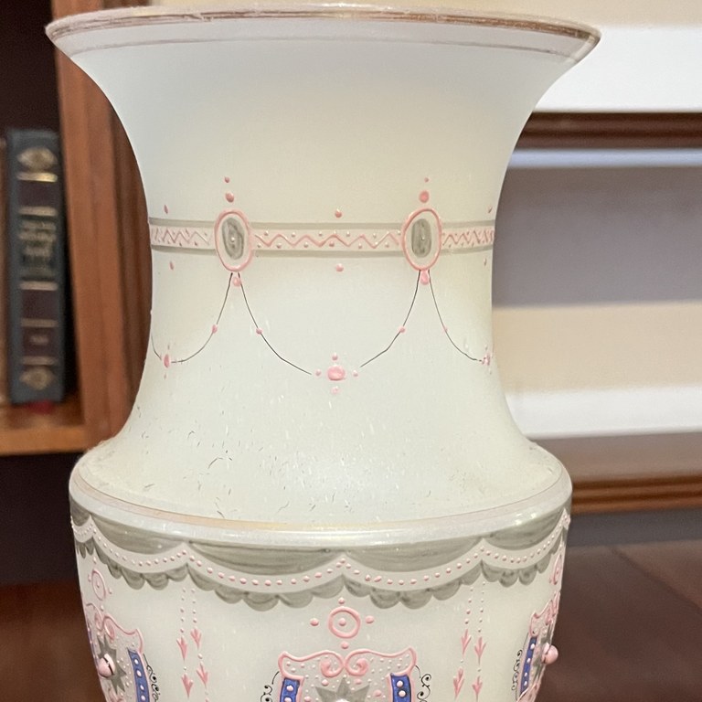 Victorian hand painted opaline vase: R3,000