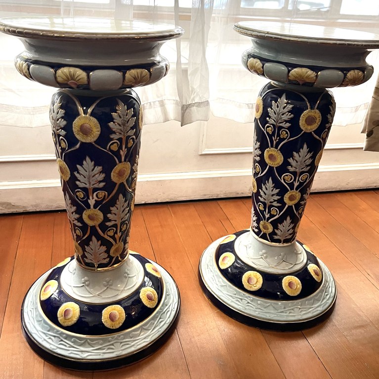 Pair of Victorian Majolica pedestals, 19th Century: R30,000