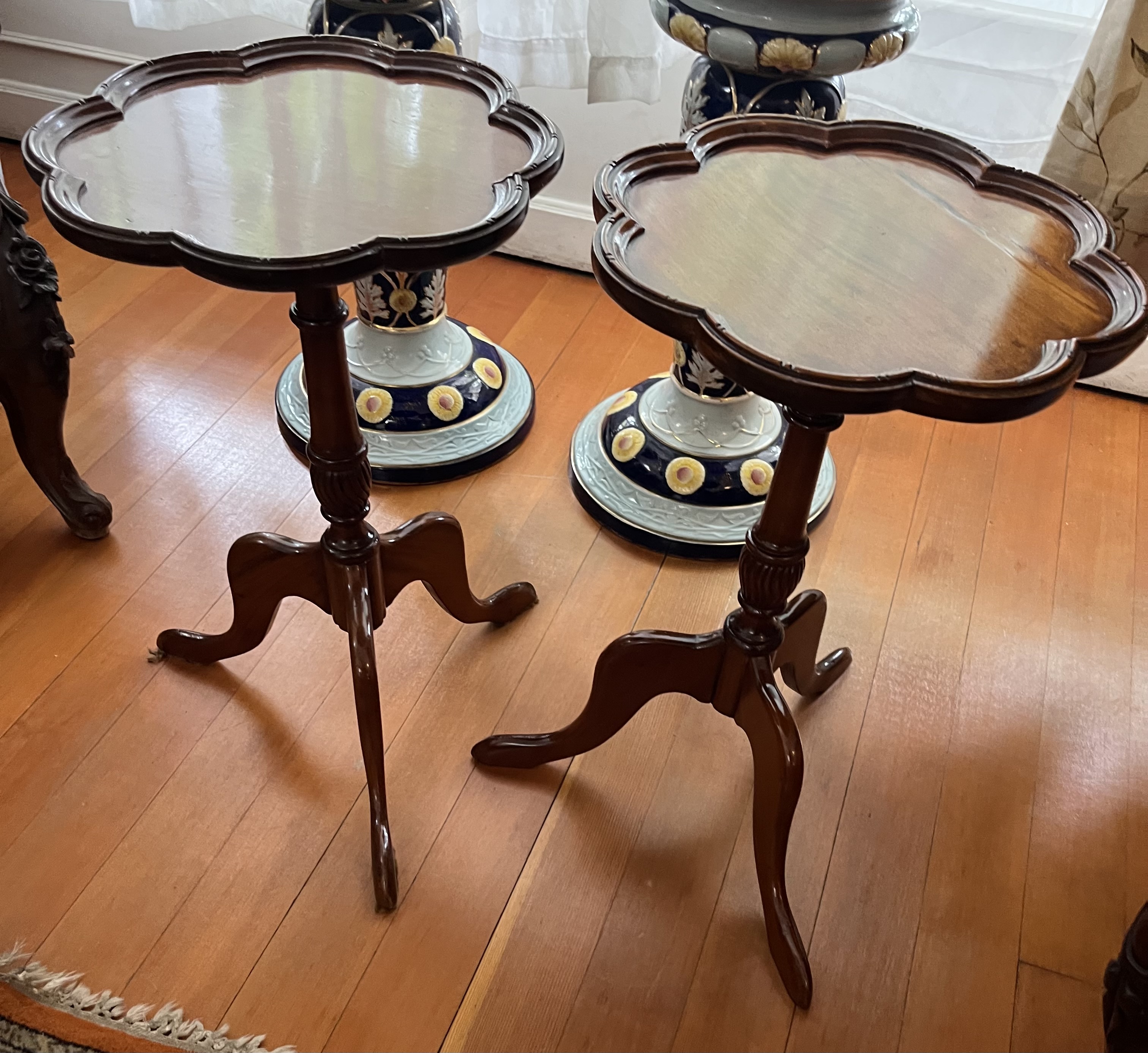 Pair of Georgian III pie crust wine/lamp table: R50,000