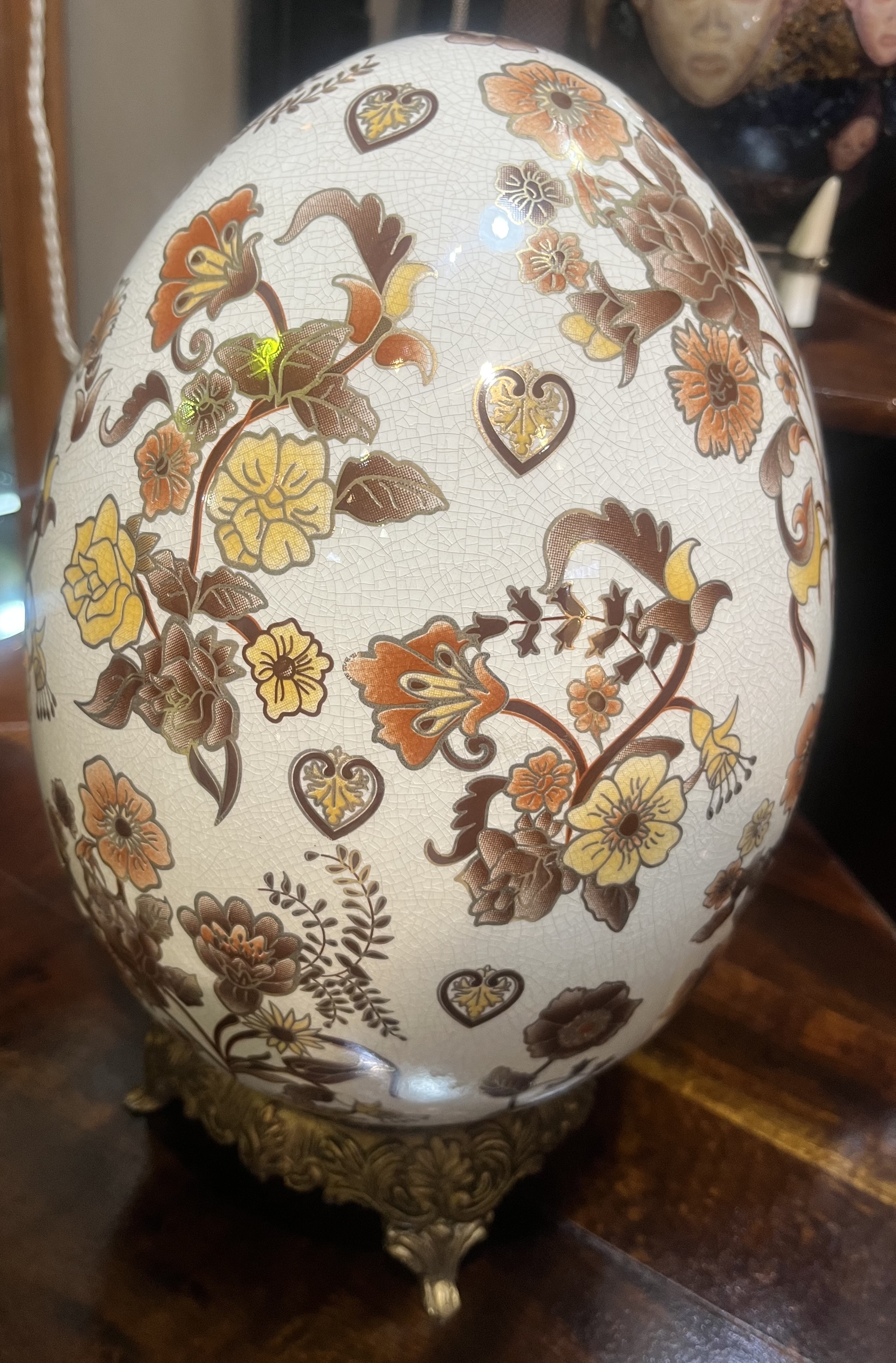Czech porcelain brass ormolu Faberge style egg - R5,000